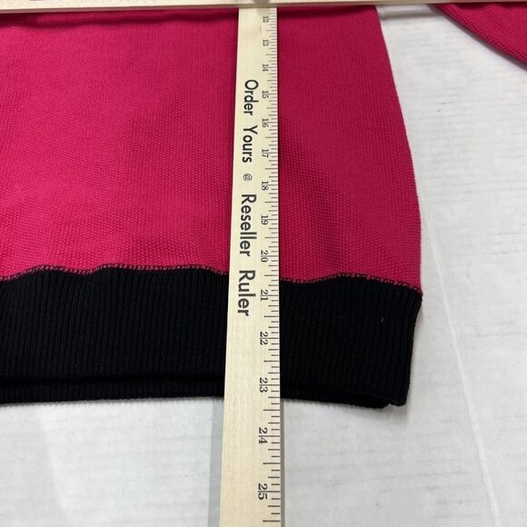 Karl Lagerfeld Paris XS Signature Heart Patch Sweater Top Spell Out Sleeves Pink - Picture 5 of 8